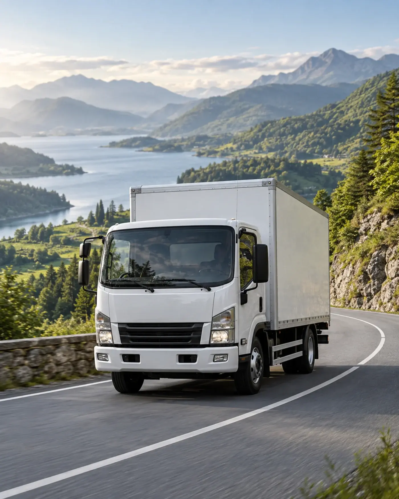 Concept truck on a scenic road.